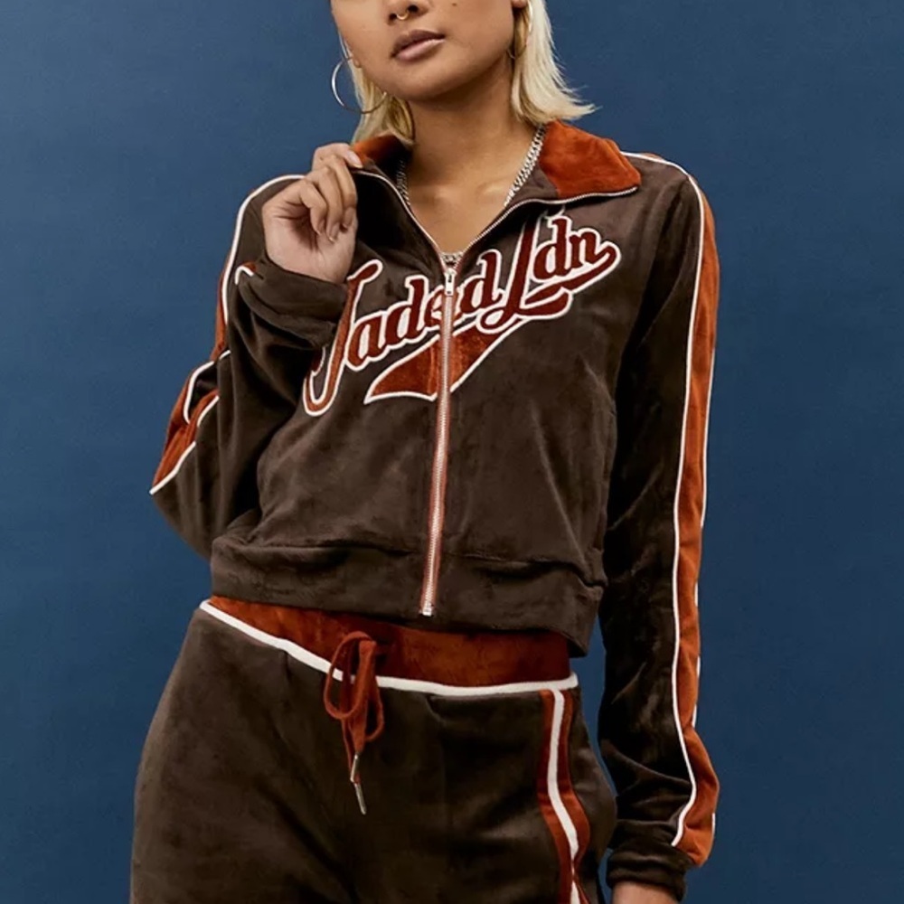 Jaded London Brown Velour Tracksuit Top 4 brown jacket - Picture 5 of 9